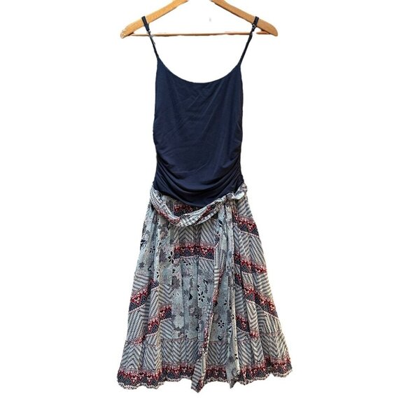 BCBGMaxAzria Dresses & Skirts - BCBGMAXAZRIA Dress Ruched Tank Belted Red White Blue 4th of July Size Small